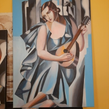 Ogłoszenie - Sprzedam obraz malowany ręcznie - Tamara Łempicka - Kobieta z tamburynem