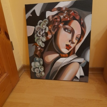 Ogłoszenie - Sprzedam obraz malowany ręcznie - Tamara łempicka - Z winogronami