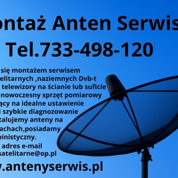 Ogłoszenie - Montaż ustawienie serwis anten satelitarnych naziemnych DVBt Montaż telewizora www.antenyserwis.pl - Trzebinia