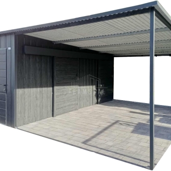 Ogłoszenie - Schowek domek ogrodowy 1,7x5 + wiata 3,3m 2x drzwi przesuwne drzwi standard drewnopodobne TS1241 - Katowice - 13 200,00 zł