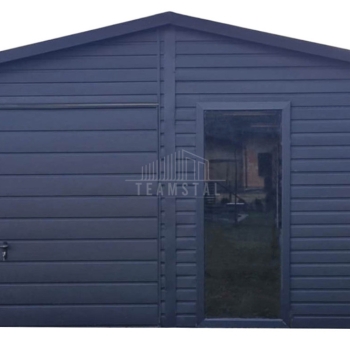 Ogłoszenie - Garaż blaszany 6x5,8m - Brama uchylna - drzwi - okno - antracyt - blachodachówka - dach dwuspadowy TS1145 - Lubartów - 17 200,00 zł