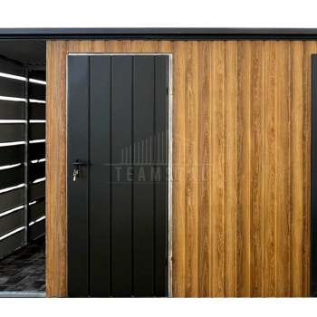 Ogłoszenie - Schowek - Domek ogrodowy 3x2,5m - wiata 0,5m - drzwi - 2 x okno - winchester - drewnopodobny - spad dachu w tył TS1200