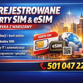 Ogłoszenie - Sprzedam karty SIM, eSIM i numery zagraniczne – wysyłka Polska i Świat, rabaty od 3 szt. - Mazowieckie - 35,00 zł