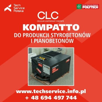 Ogłoszenie - Mieszarka Kompatto przeznaczona do produkcji lekkich zapraw, pianobetonów i styrobetonów POLYTECH.
