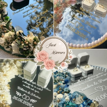 Ogłoszenie - Lustro ślubne, podstawka pod obrączki, prezent ślubny, tacka pod obrączki ślubne dekoracja ślubna lustro personalizowane - Kraków - 239,00 zł