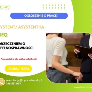 Ogłoszenie - Asystent/Asystentka HSEQ z orzeczeniem o niepełnosprawności - praca zdalna dla osób z całej Polski - 4 806,00 zł