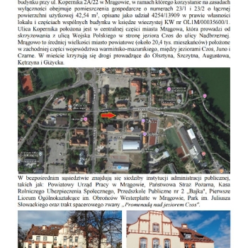 Ogłoszenie - Syndyk sprzeda lokal Mrągowo ul. Kopernika 2A/22