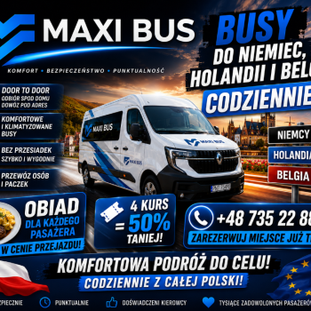 Ogłoszenie - Maxi Bus – Busy do Holandii, Niemiec i Belgii | Codzienne Wyjazdy Door to Door