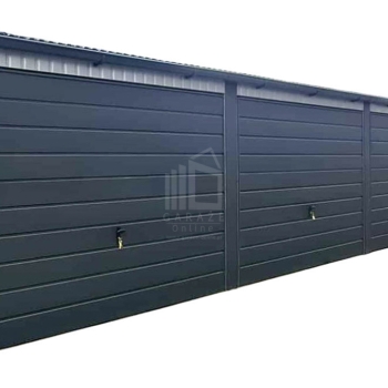 Ogłoszenie - Garaż blaszany 18x5 m - brama uchylna x6- jasny srebrny - dach spad w przód - rynny ID1166 - Elbląg - 37 100,00 zł