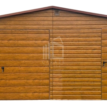 Ogłoszenie - Garaż blaszany 6,2x6m - brama uchylna - drzwi - jasny orzech - drewnopodobny - rynna - dach dwuspadowy ID1036 - Elbląg - 15 400,00 zł