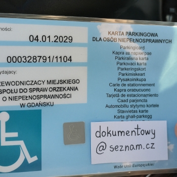 Ogłoszenie - Karta Parkingowa Dla Osób Niepełnosprawnych Oryginał - Dolnośląskie - 500,00 zł