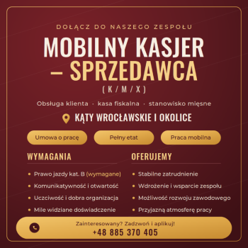Ogłoszenie - Mobilny Kasjer - Sprzedawca