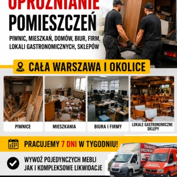 Ogłoszenie - Opróżnianie Mieszkań, Piwnic,+ Wywóz Śmieci + Przeprowadzki | Warszawa i okolice - Mazowieckie - 170,00 zł