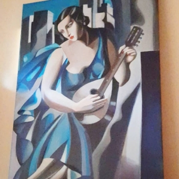 Ogłoszenie - Sprzedam obraz malowany ręcznie - tamara łempicka - Kobieta z tamburyne, - Sokółka - 500,00 zł