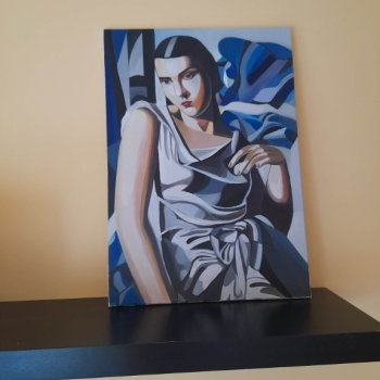 Ogłoszenie - Sprzedam obraz malowany ręcznie - Tamara Łempicka Kobieta - Wesoła - 350,00 zł