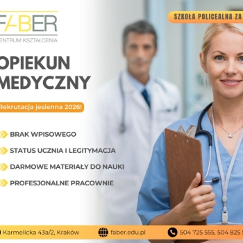Ogłoszenie - Opiekun Medyczny za darmo / Szkoła policealna Kraków - Małopolskie