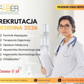 Ogłoszenie - Kierunek Terapeuta Zajęciowy Kraków – szkoła policealna - Małopolskie