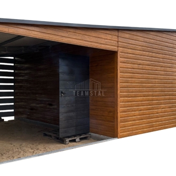Ogłoszenie - Garaż blaszany 10,5x6m wiata 4,5m 2x brama uchylna drzwi drewnopodobny TS1122 - Chojnice - 31 900,00 zł
