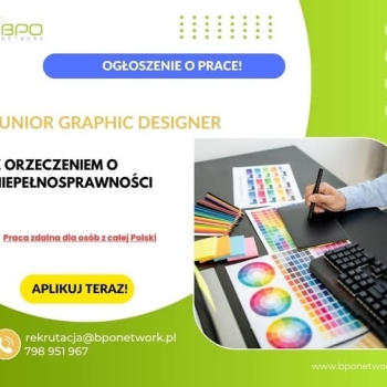 Ogłoszenie - Junior Graphic Designer (K,M) z orzeczeniem o niepełnosprawności - praca zdalna dla osób z całej Polski - 4 805,97 zł