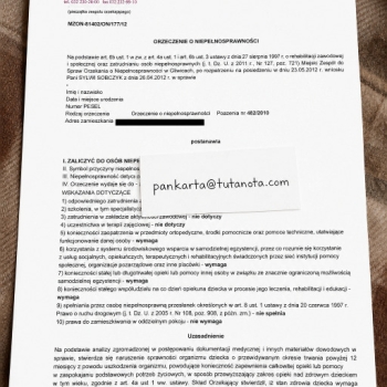 Ogłoszenie - Zainwestuj w swoją przyszłość pełna dokumentacja niepełnosprawności - Małopolskie - 3 500,00 zł