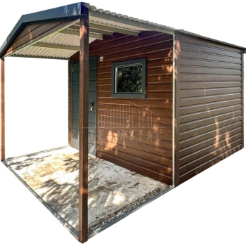 Ogłoszenie - Schowek - domek ogrodowy 2,5x2 m + wiata 1,5 m - drzwi - okno drewnopodobny - dach TS1290