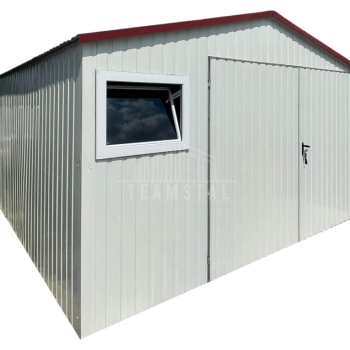 Ogłoszenie - Garaż blaszany 5x6m - brama dwuskrzydłowa - 2x okno - biały - wiśnia - dach dwuspadowy TS1312 - Tychy - PLN 10,890.00