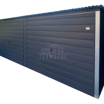 Ogłoszenie - Garaż blaszany 6,5x5m + wiata 2x5m - 2x brama uchylna - antracyt - dach spad w tył - rynna TS1315