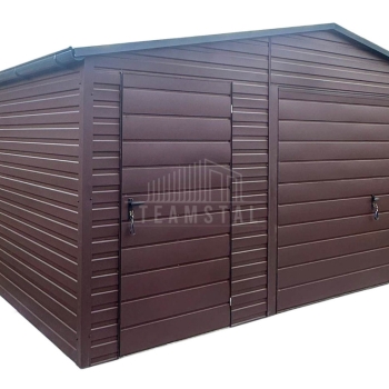 Ogłoszenie - Garaż blaszany 6x6 m - brama uchylna - drzwi - okno - ciemny brąz - dach dwuspadowy - rynny TS1319 - Ruda Śląska - 15 150,00 zł