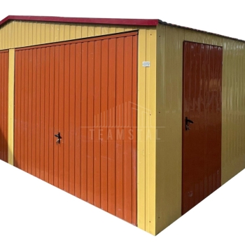 Ogłoszenie - Garaż blaszany 7x6m - 2x brama uchylna - drzwi - okno - piaskowy - dach dwuspadowy TS1322