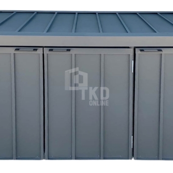 Ogłoszenie - Zabudowa koszy na śmieci wiata śmietnikowa obudowa kubłów 177x65x110 cm 3x120L antracyt + jasny orzech TKD450