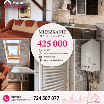 Ogłoszenie - 2pok, 33met, Okolice Szewskiej KOMÓRKA (Wrocław) - Wrocław - 425 000,00 zł