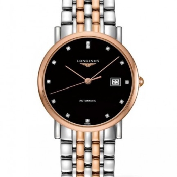 Ogłoszenie - Longines Mens Elegant Diamond Set Black Dial Two Colour Bracelet Watch L4.809.3.57.7