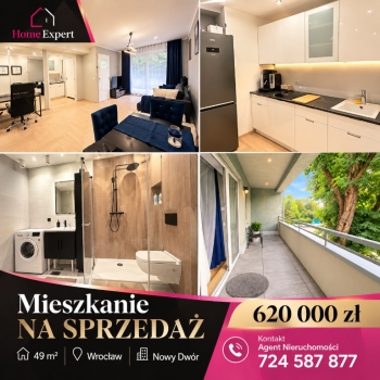 Ogłoszenie - 2pok, 49met, okolice Nowodworskiej BALKON/GARAŻ/WINDA (Wrocław) - Wrocław - 620 000,00 zł
