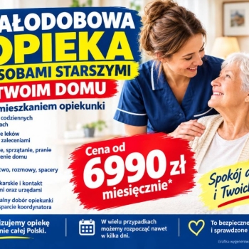 Ogłoszenie - Opiekun do seniora z zamieszkaniem - opieka 24/7 - od 6990 zł miesięcznie - 6 990,00 zł