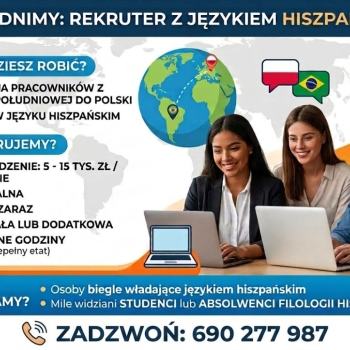 Ogłoszenie - Zatrudnie rekrutera z znajomością j.Hiszpańskiego. - Mazowieckie