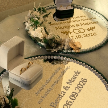 Ogłoszenie - Podstawka pod obrączki ślubne, prezent ślubny, presonalizowane akcesoria ślubne, tacka na obrączki ślubne - Kraków - 249,00 zł