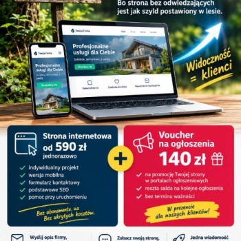 Ogłoszenie - Zaprojektujemy stronę i od razu wypuścimy ją w świat | projekt wstępny gratis - 1,00 zł