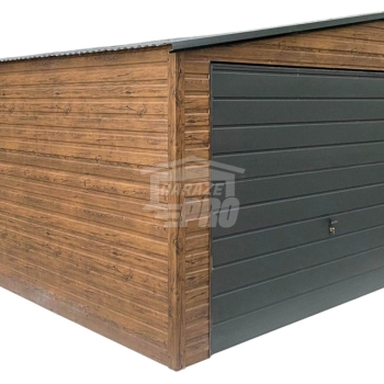 Ogłoszenie - Garaż blaszany 5x6m - brama - drzwi - okno - ciemny orzech - drewnopodobny -  antracyt - dach dwuspadowy GP653 - Łódź - 12 140,00 zł