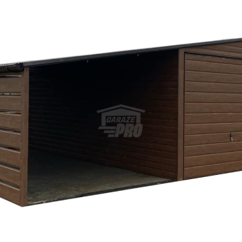 Ogłoszenie - Garaż blaszany 6x6m - wiata 3m - 2x Brama - ciemny orzech - drewnopodobny Dach dwuspadowy - rynny GP682 - Bartoszyce - 21 300,00 zł
