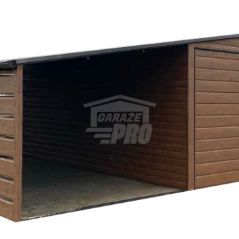 Ogłoszenie - Garaż blaszany 6x6m - wiata 3m - 2x Brama - ciemny orzech - drewnopodobny Dach dwuspadowy - rynny GP657 - Wrocław - 21 190,00 zł