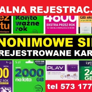 Ogłoszenie - Zabrze zarejestrowane karty SIM do komórki startery telefoniczne do smartfona telefonu Internetu - Zabrze - 15,00 zł