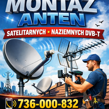 Ogłoszenie - Ustawianie anten satelitarnych na dachu/balkonie/elewacji Górno Instalacja anten satelitarnych Strojenie anten Górno