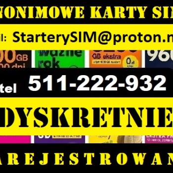 Ogłoszenie - Anonimowe zarejestrowana KARTY SIM startery prepaid aktywne karty SIM do telefonu komórkowego Gdańsk - Gdańsk - 50,00 zł