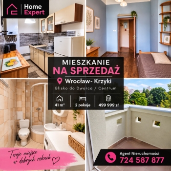 Ogłoszenie - 2pok, 41met, okolice Dworca Głównego BALKON/PARKING (Wrocław)