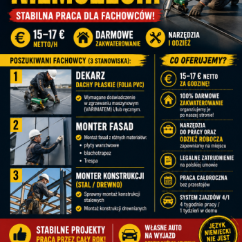 Ogłoszenie - PRACA W NIEMCZECH – ZATRUDNIMY FACHOWCÓW