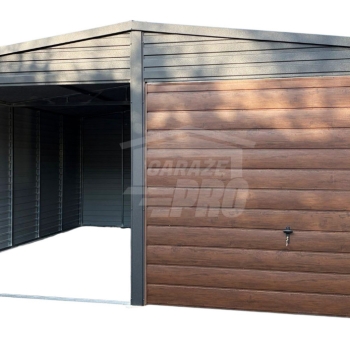 Ogłoszenie - Garaż blaszany 6x6 m - 2x brama uchylna - ściana działowa drewnopodobny - dach rynny GP744