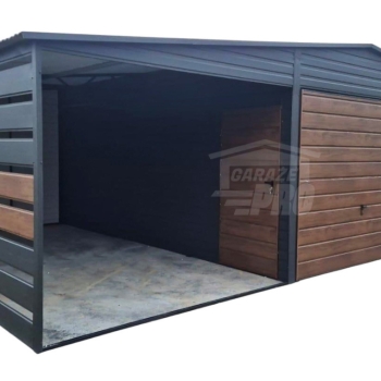 Ogłoszenie - Garaż blaszany 6x6 m + wiata 3x6 m - 2x brama uchylna - drzwi drewnopodobny - dach GP745