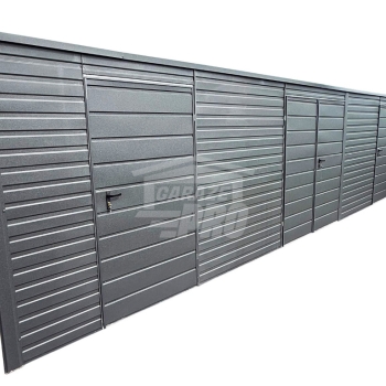 Ogłoszenie - Schowek ogrodowy 6x2 m - brama dwuskrzydłowa - 2x drzwi - antracyt - dach spad w dół GP758