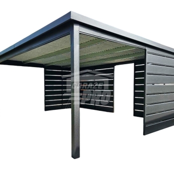 Ogłoszenie - Carport - Wiata samochodowa 6x4 m - dodatkowa zabudowa - antracyt - dach spad w tył - rynna GP760 - Leszno - 19 300,00 zł