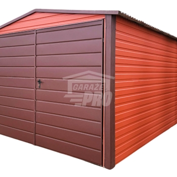 Ogłoszenie - Garaż blaszany 3x5 m - brama dwuskrzydłowa - jasny brąz - dach dwuspadowy GP761
